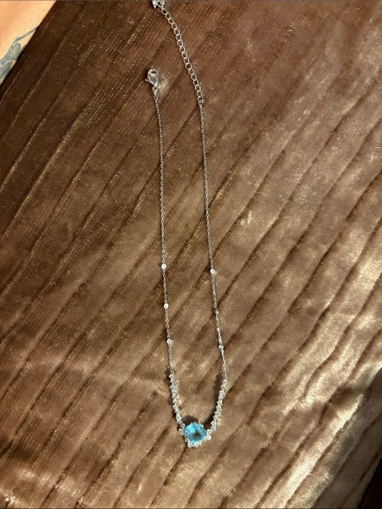 Swarovski Jewelry - Swarovski Silver Necklace with Light Blue Crystal Pendant